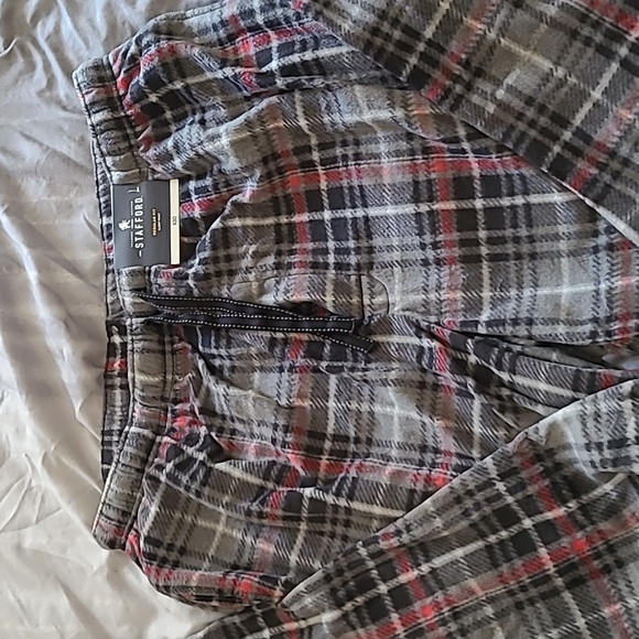 Tailored Culture Stafford Regular Fit Sleep Pants, Large Tall, Grey Red Plaid - Picture 3 of 6